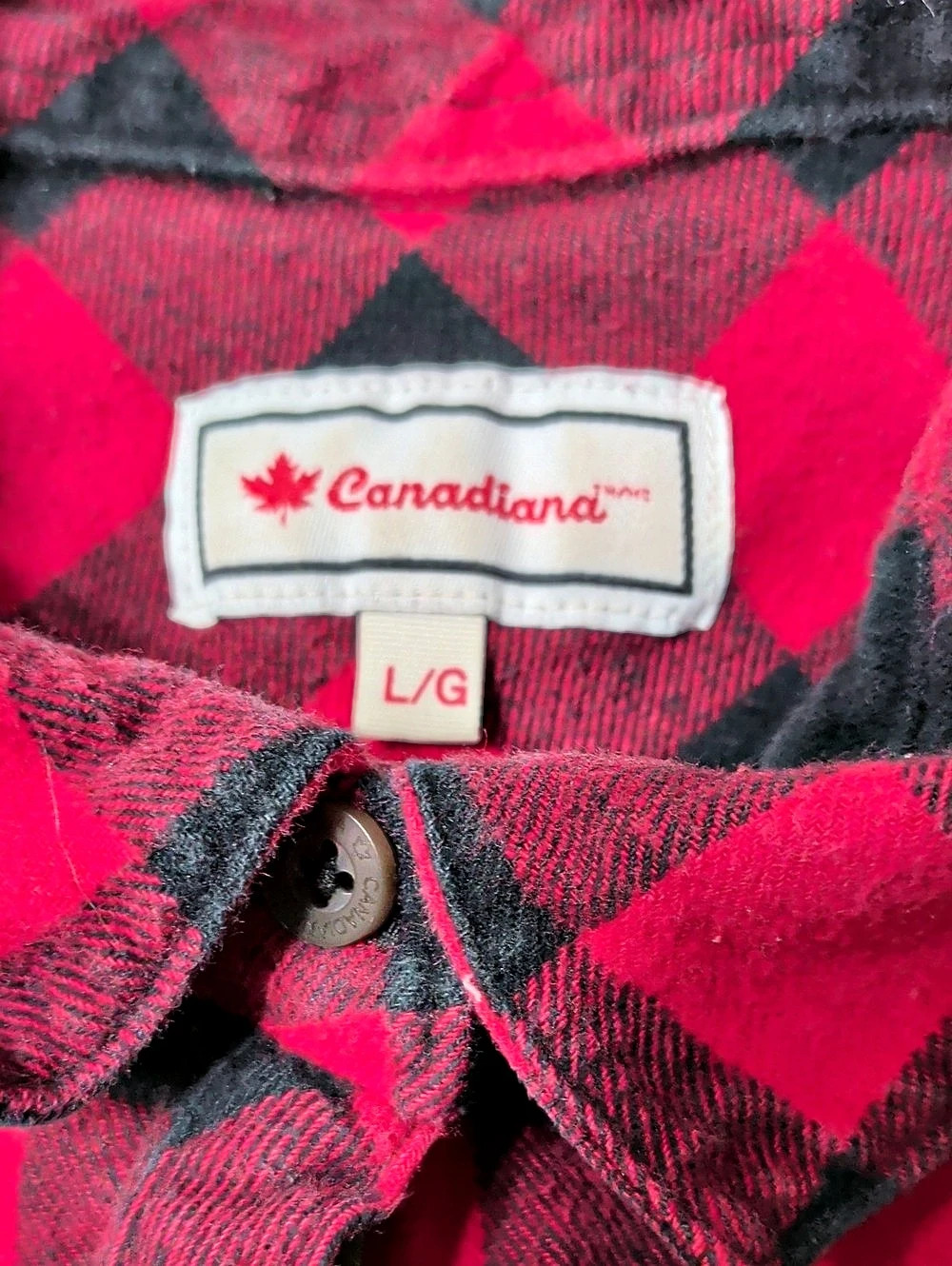 Canadiana CDF1000L1 Checkered Cotton Shirt in Red & Black Large Like New - Picture 4 of 7